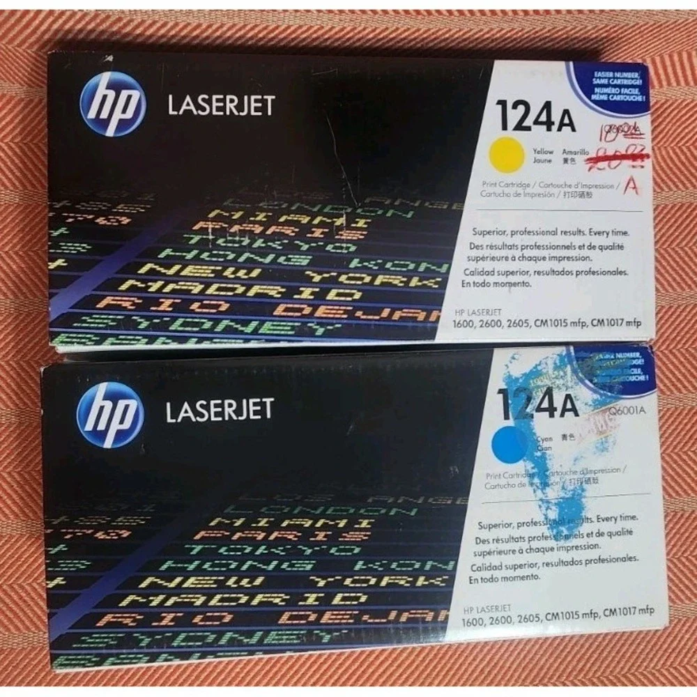 HP Q6002A 124A Blue Yellow Toner LaserJet 1600 2600 2605 CM1015 1017‎ Sealed NEW